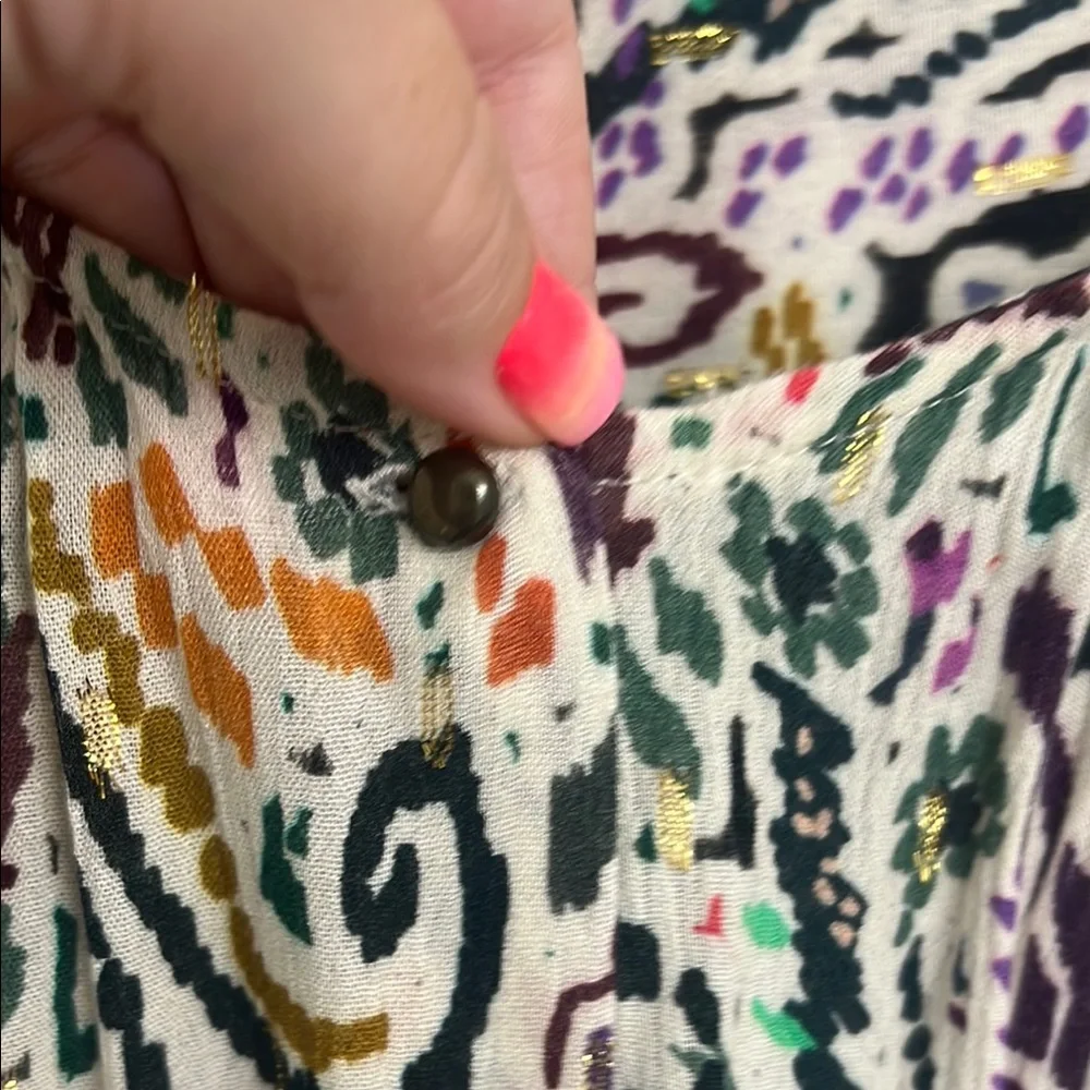 Zara Cream and Pink Puff Sleeve Blouse - Picture 5 of 8